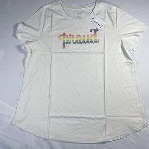 NWT Sonoma Tee Shirt PROUD PRIDE Graphic Tee White S/S Women's Plus 1XL